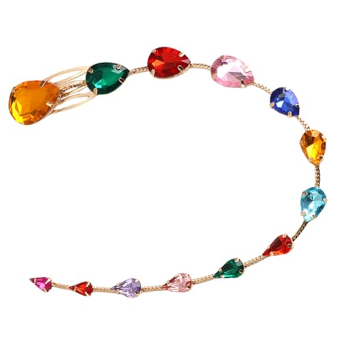 LRXIYODE Bunte Wassertröpfchen haarspange mit Strasssteinen Haarschmuck Kamm Clip Funkelndes Haarketten accessoire für Frauen und Mädchen Geeignet für Hochzeiten Partys und Festliche von LRXIYODE