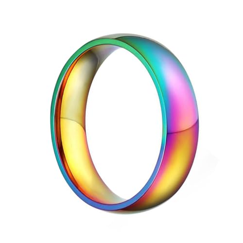 LRXIYODE Bunter Titanstahl Ring Damen Farbverlauf Regenbogen Ring Modischer Schmuck Eleganter Alltag Party von LRXIYODE