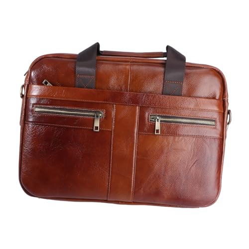 LRXIYODE Businesstasche Herren aus Premium Leder Multifunktionale Aktentasche mit Großer Kapazität Schultertasche für Büro und Geschäftsreisen Praktisches Herren Handbag in Kaffee von LRXIYODE