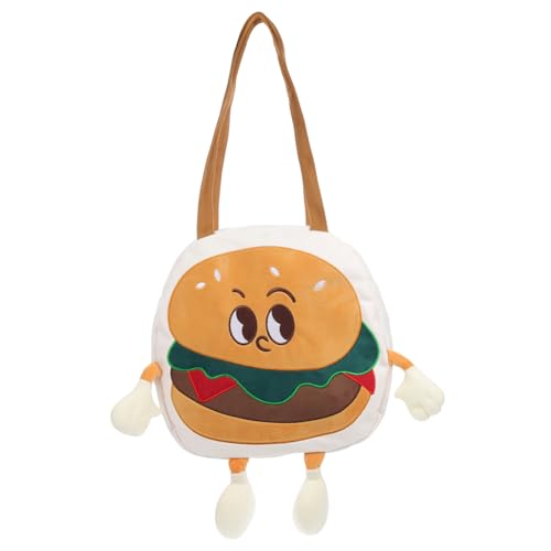 LRXIYODE Canvas Schultertasche Damen Groß Hamburger Motiv Robuste Einkaufstasche Wiederverwendbar Geräumig für Alltag Schule Büro und Shopping Umweltfreundlich Weiß von LRXIYODE