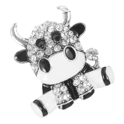 LRXIYODE Cartoon Brosche Kuh Form Legierung mit Strassbesatz Anstecknadel für Damen Schmuckaccessoire für Kleidung Geeignet für Pullover Jacke Schal und Tasche von LRXIYODE
