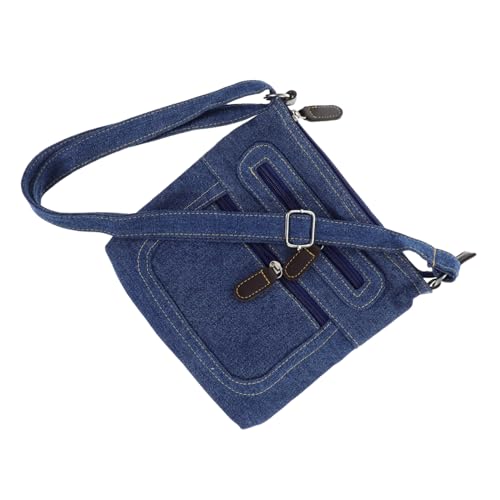 LRXIYODE Casual Denim Crossbody Bag Damen Retro Quadratisch Kleine Schultertasche mit Mehreren Reißverschlüssen und Solider Farbe für Alltag und Reisen von LRXIYODE