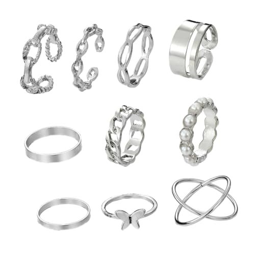 LRXIYODE Chic Silber Ring Verstellbare Modische Fingerringe für Damen Stilvolle Schmuckstücke für Alltag und Besondere Anlässe von LRXIYODE
