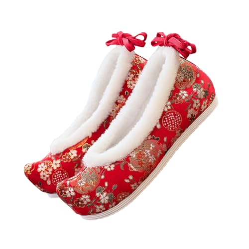 LRXIYODE Chinesische Hanfu Schuhe Damen Bestickte Stoffschuhe Flach Leicht Versteckter Absatz Vintage Stil Für Cosplay Kostüm von LRXIYODE