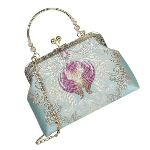 LRXIYODE Chinesische Stil Schultertasche Damen Retro Handtasche aus Umhängetasche für Alltag und Party in Himmelblau von LRXIYODE