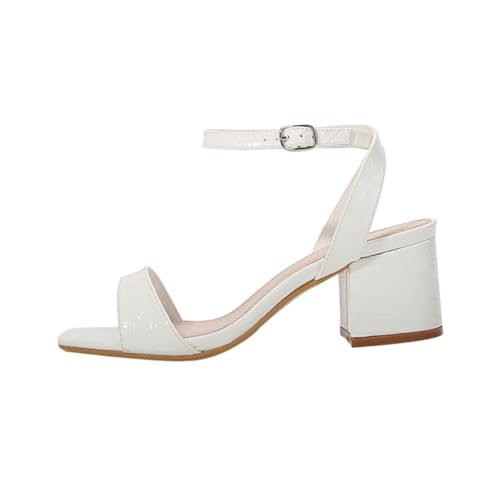 LRXIYODE Chunky Heels Sandalen Damen Weiß PU Sommer Hoher Absatz Komfortabel Rutsch Elegant Passend Zu Röcken LRXIYODE Chunky Heels Sandalen Damen Weiß PU Sommer Hoher Absatz Komfortabel Rutsch Elegant Passend Zu Röcken von LRXIYODE