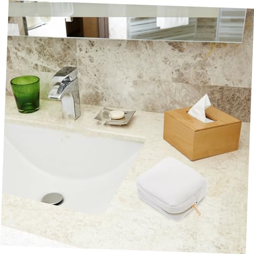 LRXIYODE Corduroy Makeup Bag mit Reißverschluss Vielseitige Reise Kosmetiktasche für Damen Handliche Lippenstift Tasche Multifunktionaler Organizer für Alltag Urlaub Büro Weiß von LRXIYODE