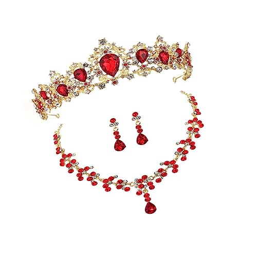 LRXIYODE Crown Necklace Earring Set für Damen Wunderschönes Schmuckset für Hochzeitskleider Stilvolle Brautzubehör für Besondere Anlässe Rot LRXIYODE Crown Necklace Earring Set für Damen Wunderschönes Schmuckset für Hochzeitskleider Stilvolle Brautzubehör für Besondere Anlässe Rot von LRXIYODE
