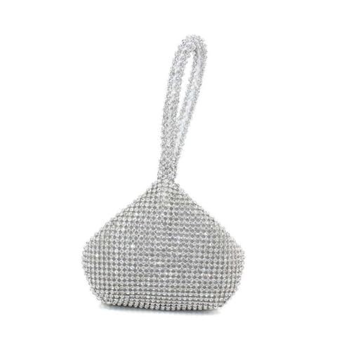 LRXIYODE Damen Abend Clutch mit Silbernen Strasssteinen Modische Umhängetasche für Hochzeit Party Ball Cocktail und Festliche Anlässe Praktische Schultertasche mit Geräumigem Innenfach von LRXIYODE