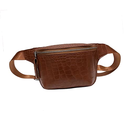 LRXIYODE Damen Fanny Pack Pu Mit Reißverschluss Multifunktionale Umhängetasche Für Sport Und Alltag Braun von LRXIYODE