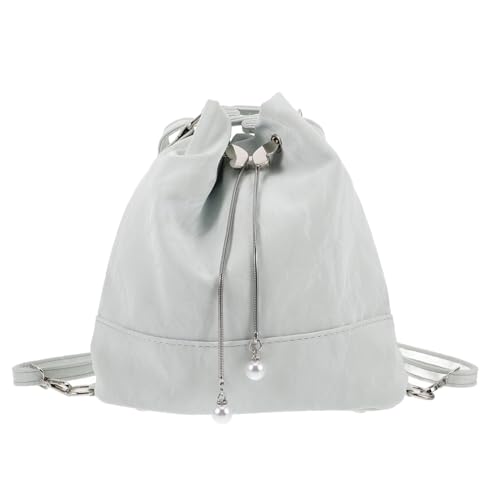 LRXIYODE Damen Bucket Bag aus Strapazierfähigem PU Geräumige Kordelzug Schultertasche mit Verstellbaren Doppelriemen Vielseitige Umhängetasche für Alltag und Freizeit Hellgrün von LRXIYODE
