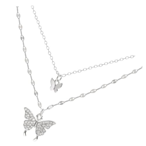 LRXIYODE Damen Butterfly Choker Halskette Doppellagige Kette mit Schmetterlingsanhänger Eleganter Modeschmuck für Frauen Geburtstag für Partys und Besondere Anlässe von LRXIYODE