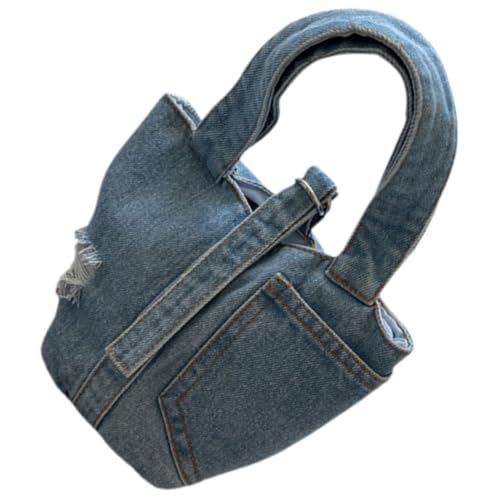 LRXIYODE Damen Denim Handtasche Vintage Stil Tragbare Umhängetasche Denim Leichte und Vielseitige Schultertasche für Alltag Reisen und Shopping für Verschiedene Anlässe von LRXIYODE