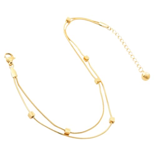 LRXIYODE Damen Fußkettchen aus Titanstahl Doppellagiges Verstellbares Fußkettchen Leichtes Wasserfestes Knöchelschmuck für Sommer Strand und Alltag Modisches Accessoire für Frauen und von LRXIYODE