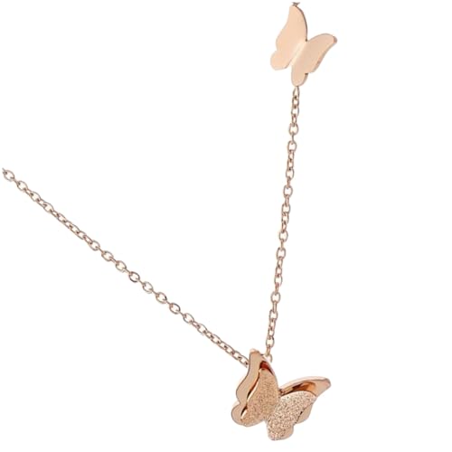 LRXIYODE Damen Halskette Schmetterling Anhänger Doppelter Schlüsselbein Kette Goldfarben Kreatives Modeschmuck für Frauen und Mädchen von LRXIYODE