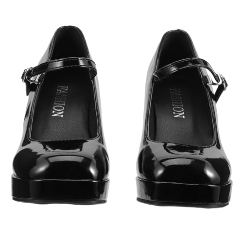 LRXIYODE Damen High Heels Schwarz Modische Schuhe mit Breitem Absatz Langlebige Damenschuhe für Alltag und Party Leichter Komfort Stilvoll und Attraktiv für Frauen von LRXIYODE