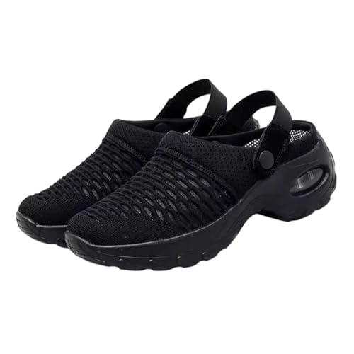 LRXIYODE Damen Mesh Halbslipper Atmungsaktive Sommer Hausschuhe Leicht Komfortabel Schwarz Fußfreundlich Langlebig Flexible Freizeit Schuhe von LRXIYODE