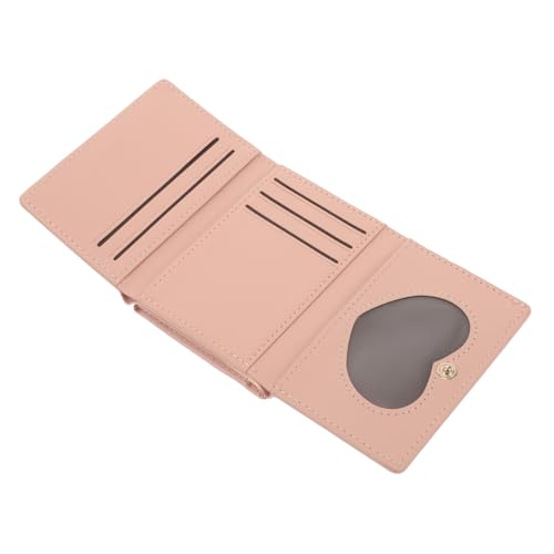 LRXIYODE Damen Mini Geldbörse Süßes PU Portemonnaie Kleine Kartenbörse mit Mehreren Fächern für Münzen und Kreditkarten Tragbare Handtasche für Frauen und Mädchen Rosa von LRXIYODE