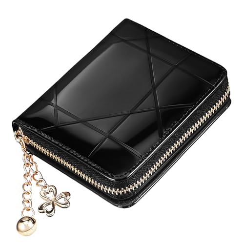 LRXIYODE Damen Münzgeldbörse aus Kunstleder mit Kartenfächern und Münzfach Schlanke Kleine Geldbörse mit Reißverschluss Kompakter Kartenhalter mit Großem Stauraum Handliche Purse für von LRXIYODE