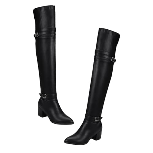 LRXIYODE Damen Overknee Stiefel Winter Warm PU Hoher Absatz Komfortabel Atmungsaktiv Modisch Für Herbst und Winter von LRXIYODE