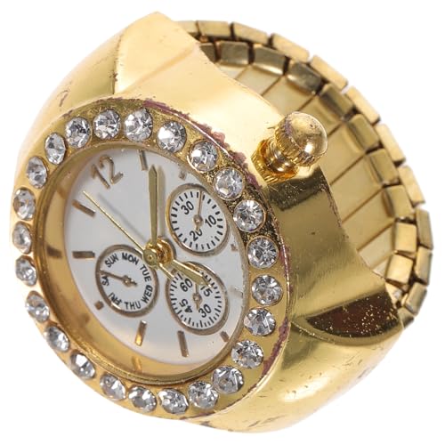 LRXIYODE Damen Quarz Ringuhr mit Strasssteinen Fingeruhr für Freizeit Anlässe Ring Fingerruhr Zeitloses Accessoire für Look von LRXIYODE