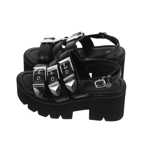 LRXIYODE Damen Sandalen Open Toe Thick Soled Plattform Schuhe Sommer Schuhe Schwarz Kreative Einfache Sandalen mit Hohem Absatz für Frauen von LRXIYODE