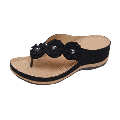 LRXIYODE Damen Sandalen mit Blumenmotiv Rutschfeste Komfortable Sommerschuhe für Strand und Alltag Leichte Langlebige Pantoletten in Schwarz Modische Freizeitschuhe LRXIYODE Damen Sandalen mit Blumenmotiv Rutschfeste Komfortable Sommerschuhe für Strand und Alltag Leichte Langlebige Pantoletten in Schwarz Modische Freizeitschuhe von LRXIYODE