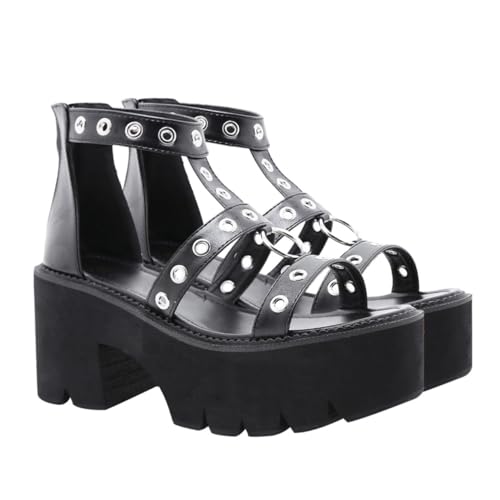 LRXIYODE Damen Sandalen mit Dickem Plateau Metallischem Rundring Hohem Blockabsatz Rutschfeste Sohle Modische Offene Zehen Geeignet für Alltag Arbeit und Reisen Eleganter Damenschuh LRXIYODE Damen Sandalen mit Dickem Plateau Metallischem Rundring Hohem Blockabsatz Rutschfeste Sohle Modische Offene Zehen Geeignet für Alltag Arbeit und Reisen Eleganter Damenschuh von LRXIYODE