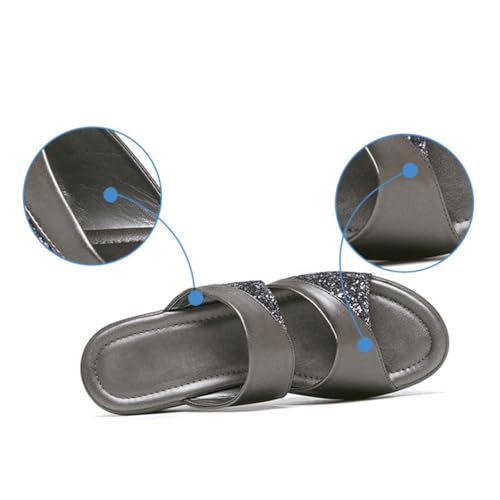 LRXIYODE Damen Sandalen mit Dicker Keilsohle Fischmaul Pantoletten Graue Sommer Slipper Bequeme Outdoor Wedges für Frauen Lässige Freizeitschuhe von LRXIYODE