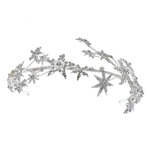 LRXIYODE Damen Strasskrone mit Funkelndem Stern Design Silberne Brautkrone für Hochzeit und Geburtstag Verstellbar Langlebig und Komfortabel Haarschmuck für Festliche Anlässe von LRXIYODE