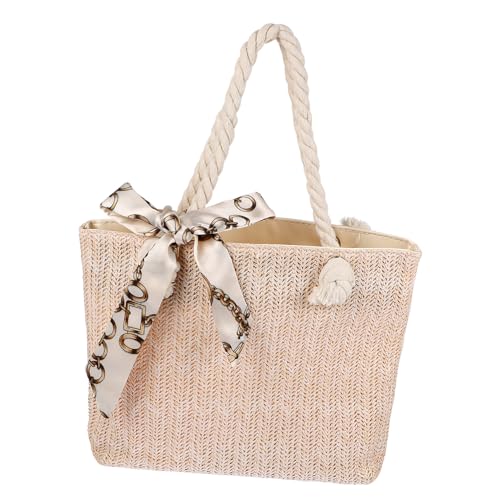 LRXIYODE Damen Strohtasche Schultertasche Boho Stil Sommer Strandtasche Groß Fassungsvermögen Mode Handtasche Aus Natürlichem Material Für Urlaub Shopping Alltag von LRXIYODE