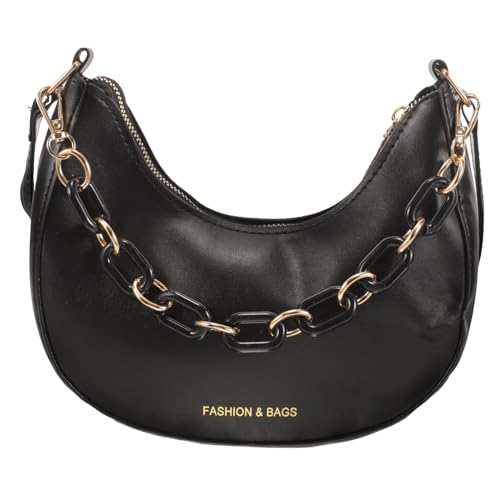 LRXIYODE Damen Umhängetasche PU Armpit Bag Elegant Crossbody Bag Kleine Handtasche mit Kette Vintage Stil Vielseitig für Alltag und Freizeit von LRXIYODE
