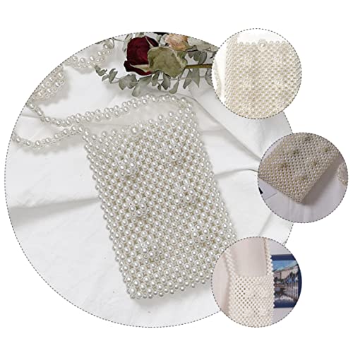 LRXIYODE Damen Umhängetasche mit Perlenoptik Geflochtene Crossbody Bag Schultertasche Geräumige Handtasche für Alltag Reisen Strand Party und Shopping von LRXIYODE