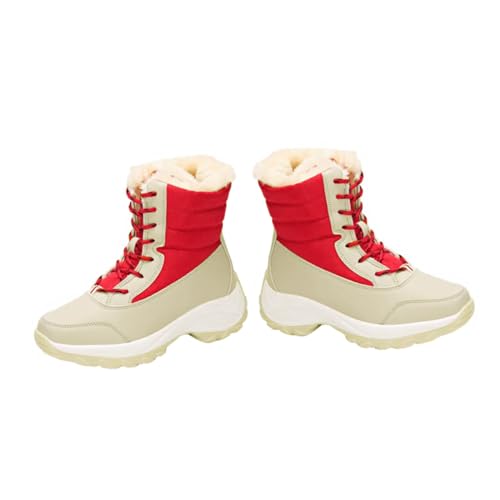 LRXIYODE Modische Schneestiefel Winterstiefeletten Zum Schnüren Warme Schneestiefel Zum Schnüren Plateaustiefeletten Mit Kunstfellfutter von LRXIYODE