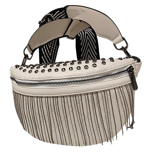 LRXIYODE Damen-umhängetasche Mit Nieten Und Quaste Brusttasche Kleine Schultertasche Für Handy Und Geldbörse Geeignet Zum Einkaufen Und Reisen von LRXIYODE