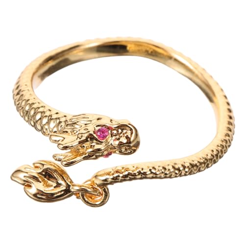 LRXIYODE Damenring Offener Fingerring mit Drachenmotiv Modischer Schmuck für Frauen und Teenager Leichtes Metall Individuelles Design für Neujahr Alltag und Besondere Anlässe von LRXIYODE