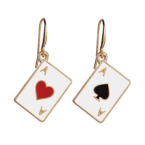 LRXIYODE Dangle Ohrringe für Damen Leichte Pokerkarten Ohrhänger mit Goldbeschichtung Modischer Tropfen Ohrring Schmuck für Alltag Party Hochzeit und Besondere Anlässe von LRXIYODE