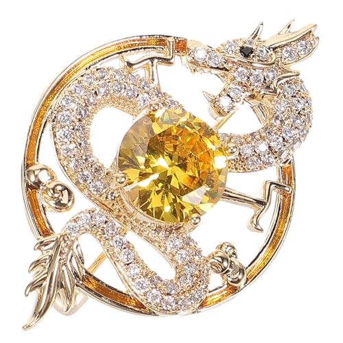 LRXIYODE Delikate Drachenbrosche aus Kupfer Dekorative Anstecknadel für Damen Elegante Kleidung Schal und Jacken Einzigartiges Schmuckaccessoire Sommerlicher Vintage Stil Goldfarben von LRXIYODE