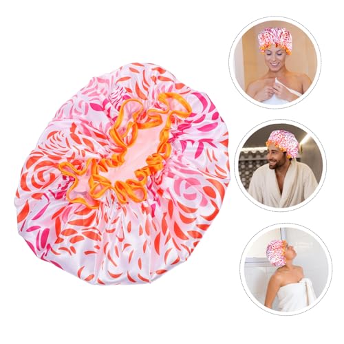 LRXIYODE Doppellagige Wasserdichte Satin Duschhaube Extra Groß Elastisch für Damen Langes Haar Badekappe Haarpflege und Haarfärben Vielseitig Wiederverwendbar Komfortabel von LRXIYODE