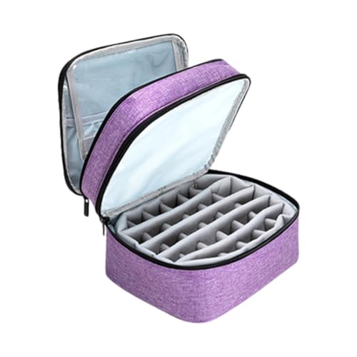 LRXIYODE Doppellagiger Nagellack Organizer Tasche mit Fächern Tragbare Nagellack Aufbewahrungstasche mit Herausnehmbarem Boden Sicherer Reißverschluss für Reisen und Zuhause von LRXIYODE