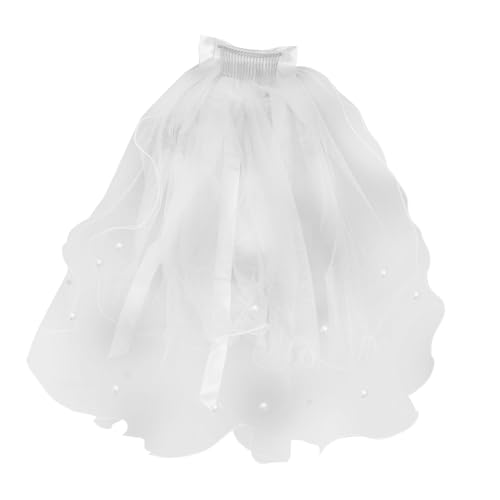 LRXIYODE Doppelschicht Schleier mit Perlen Schleifen Design Weißer Brautschleier für Mädchen Eleganter Haarschmuck für Hochzeit Kommunion und Festliche Anlässe Einfach zu Tragen und LRXIYODE Doppelschicht Schleier mit Perlen Schleifen Design Weißer Brautschleier für Mädchen Eleganter Haarschmuck für Hochzeit Kommunion und Festliche Anlässe Einfach zu Tragen und von LRXIYODE