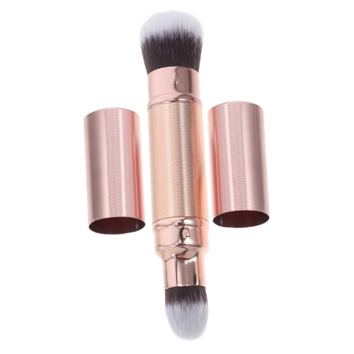 LRXIYODE Doppelseitiger Retractable Makeup Pinsel mit Weichen Fellfreien Borsten für Losen Puder und Concealer Kompakt Tragbar Roségold Sanfte Gleichmäßige Abdeckung für Damen von LRXIYODE