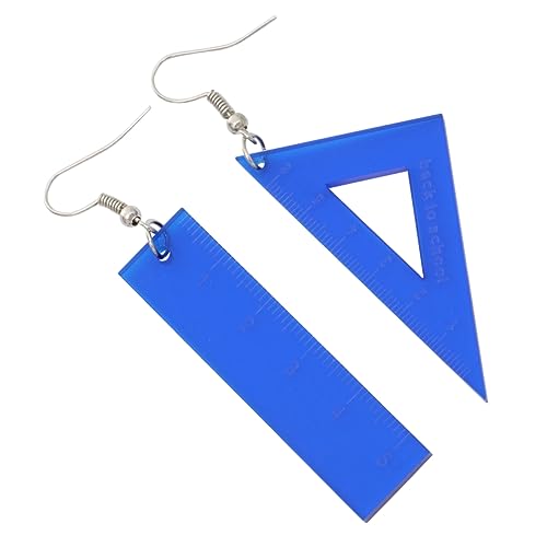 LRXIYODE Lineal Ohrringe Für Frauen Kreative Lineal Ohrschmuck Blauer Modeschmuck Ohrring Mit Geradem Ohrring Für Damen von LRXIYODE