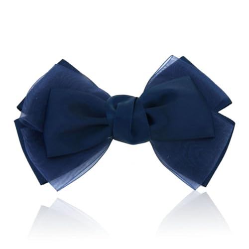 LRXIYODE Dunkelblaue Haarschleife Damen Seidenstoff Haarspange Schleifenform Haarclip mit Metallclip für Mädchen und Frauen Vielseitiger Haarschmuck Elegant und Langlebig von LRXIYODE