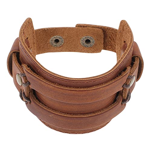 LRXIYODE Echtes Lederarmband für Herren Breites Retro Punk Manschettenarmband Personalisierbares Armband für Festivals Partys Täglichen Gebrauch Mehrschichtiges Design LRXIYODE Echtes Lederarmband für Herren Breites Retro Punk Manschettenarmband Personalisierbares Armband für Festivals Partys Täglichen Gebrauch Mehrschichtiges Design von LRXIYODE
