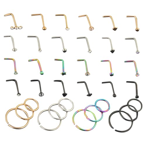 LRXIYODE Edelstahl Nasenringe Teilig Verstellbar Fake Nose Damen Piercing Schmuck für Verschiedene Nasengrößen Schmerzfrei Tragbar Modisches Nasenpiercing Zubehör Geschenkidee von LRXIYODE