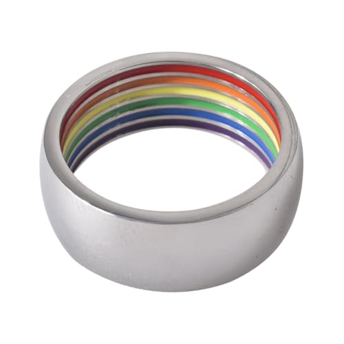 LRXIYODE Edelstahl Regenbogenring Bunter Pride Schmuck Persönlicher Regenbogen fingerring für Lgbtq Freund Modisch Stilvoll von LRXIYODE