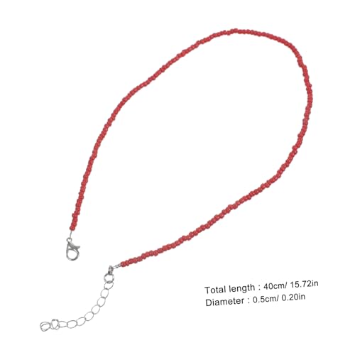 LRXIYODE Einlagige Damen Halskette Rot Kreative Modeschmuck Perlenkette Aus Kleinen Farbigen Reisperlen Für Strandparty Urlaub Mädchen Geschenk von LRXIYODE