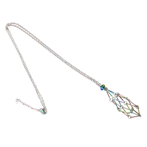 LRXIYODE Einstellbare Metall kristallhalter Halskette mit Netzbeutel für DIY Schmuck Leichter Dekorativer Edelstein anhänger für Damen Geschenkidee zu Geburtstag und Besonderen Anlässen von LRXIYODE