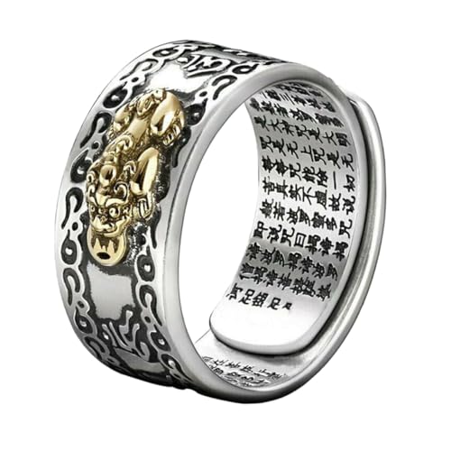 LRXIYODE Silberner Verstellbarer Mit Schriftmotiv Dekorativer Fingerring Aus Legierung Für Praktischer Glücksring von LRXIYODE